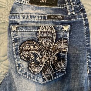 Miss Me Straight Leg Jeans with Embroidered Design